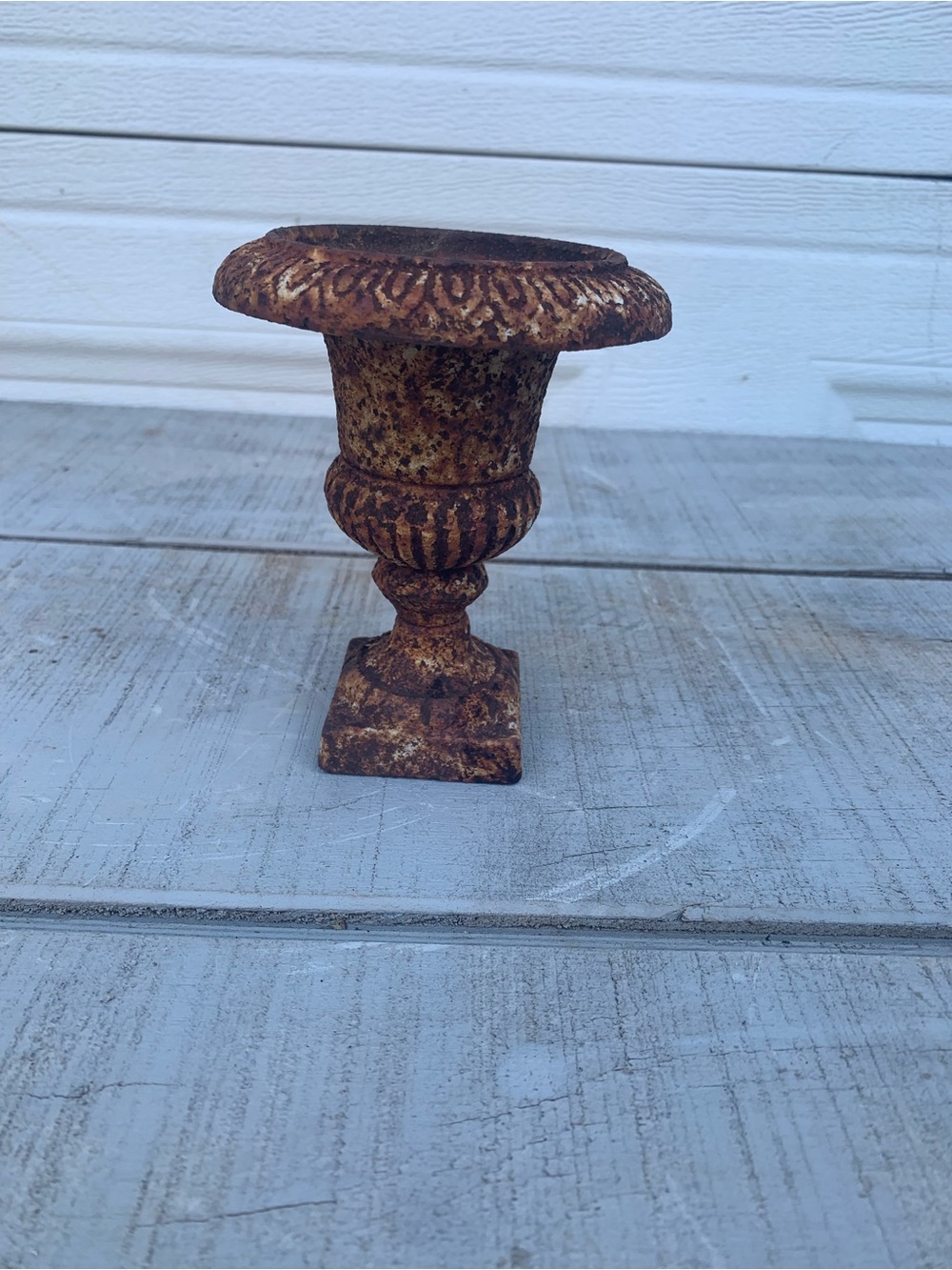 Vintage Mini Cast Iron Urn Planter Pot Antique Rustic Garden Neoclassical 5.5”